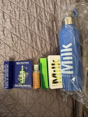 Milk Makeup Bundle -Water Bottle, Grip Hydro Spray and Primers and Kush Mascara